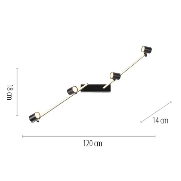 LED Deckenlampe 4 flammig mit LED Board schwarz drehbar Memoryfunktion
