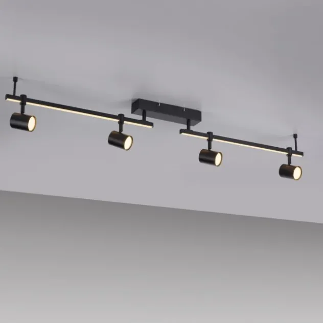 LED Deckenlampe 4 flammig mit LED Board schwarz drehbar Memoryfunktion