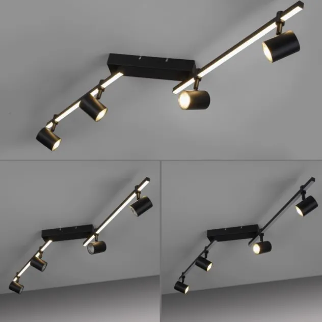 LED Deckenlampe 4 flammig mit LED Board schwarz drehbar Memoryfunktion