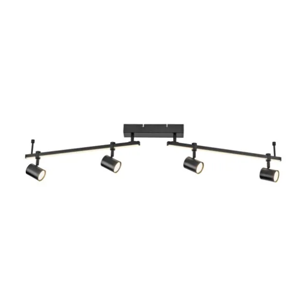 LED Deckenlampe 4 flammig mit LED Board schwarz drehbar Memoryfunktion