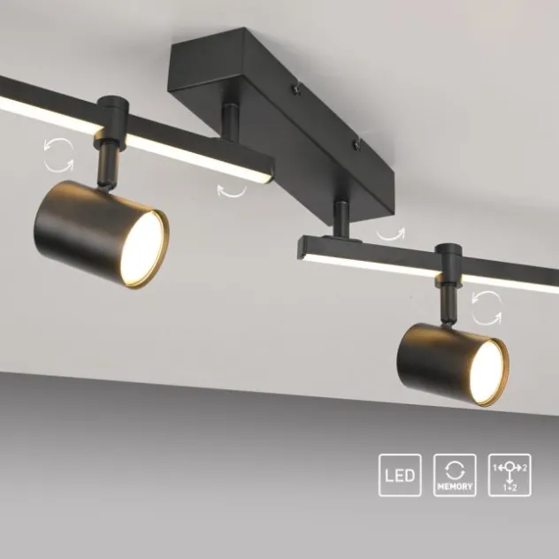 LED Deckenlampe 4 flammig mit LED Board schwarz drehbar Memoryfunktion