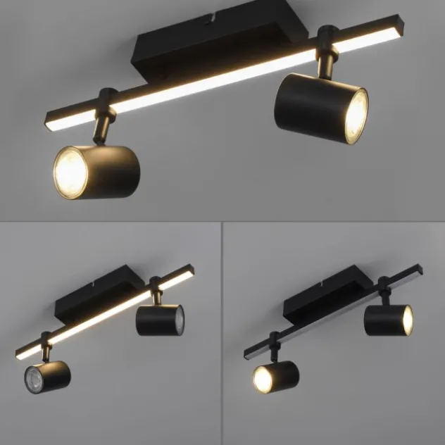 LED Deckenlampe 2 flammig mit LED Board schwarz drehbar Memoryfunktion