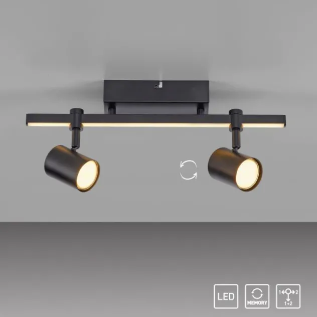 LED Deckenlampe 2 flammig mit LED Board schwarz drehbar Memoryfunktion