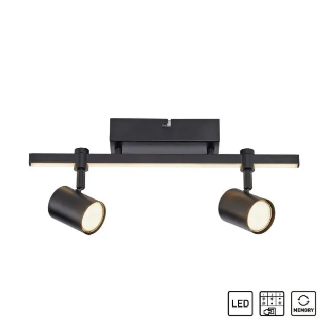 LED Deckenlampe 2 flammig mit LED Board schwarz drehbar Memoryfunktion