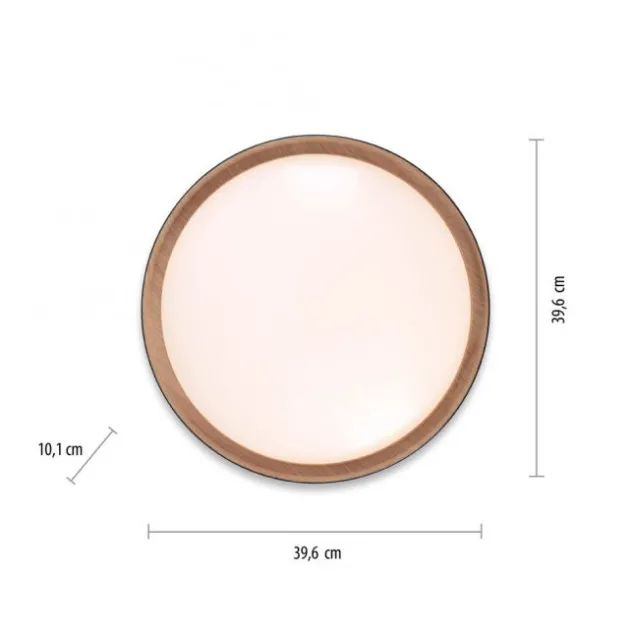 LED Deckenlampe Holzoptik matt schwarz rund dimmbar Wandschalter