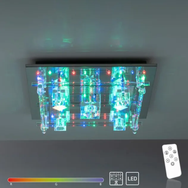 LED Deckenlampe KEMAL 2.0 Kristallglas chromfarben warmweiß Fernbedienung