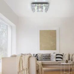 LED Deckenlampe KEMAL 2.0 Kristallglas chromfarben warmweiß Fernbedienung