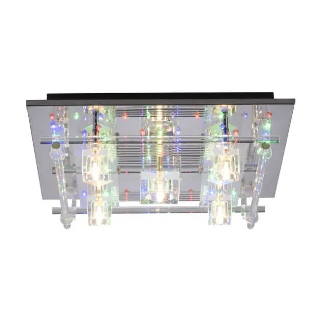 LED Deckenlampe KEMAL 2.0 Kristallglas chromfarben warmweiß Fernbedienung