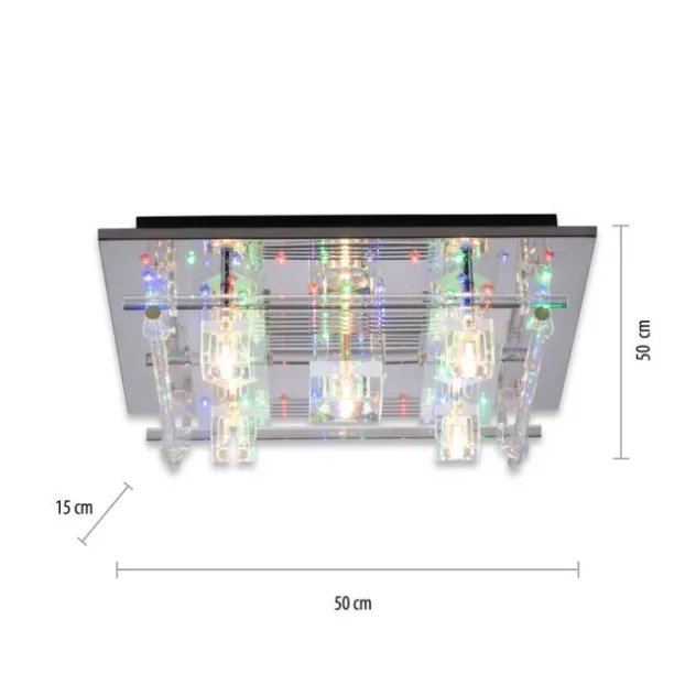 LED Deckenlampe KEMAL 2.0 Kristallglas chromfarben warmweiß Fernbedienung
