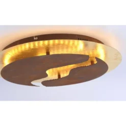 LED-Deckenlampe, rostfarben, gold, warmweiße Lichtfarbe, inkl. Dimmfunktion