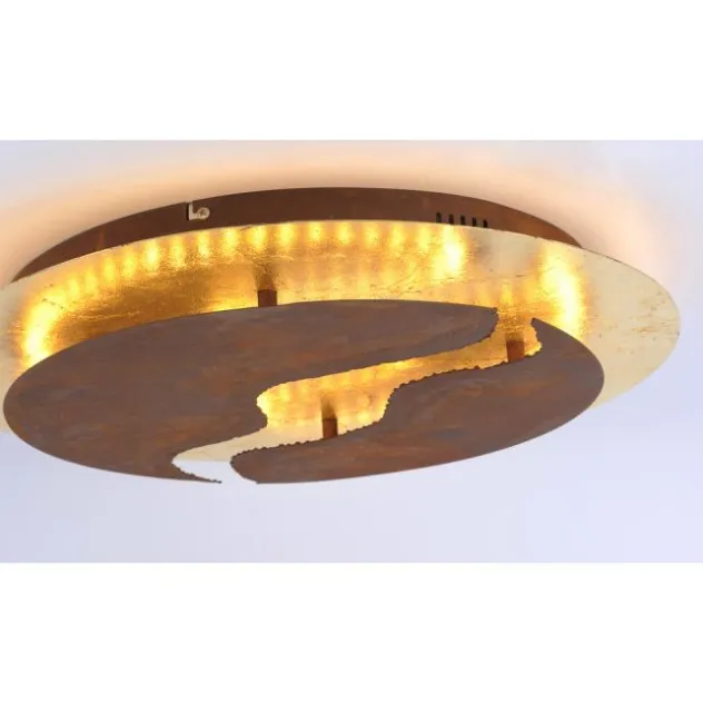 LED-Deckenlampe, rostfarben, gold, warmweiße Lichtfarbe, inkl. Dimmfunktion