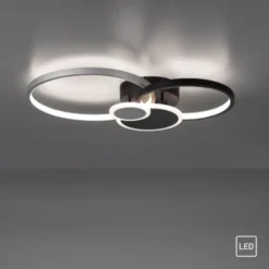 LED Deckenlampe schwarz aluminium 4 Ringe warmweiß energiesparend