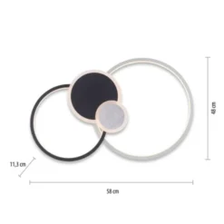LED Deckenlampe schwarz aluminium 4 Ringe warmweiß energiesparend