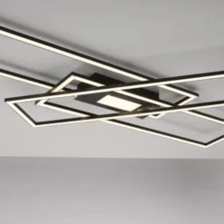 LED Deckenlampe schwarz 99x29cm rechteckig dimmbar Downlight+Sidelight