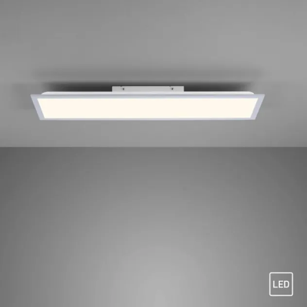 LED Deckenlampe silberfarbig energiesparend rechteckig 80x25 cm warmweiß