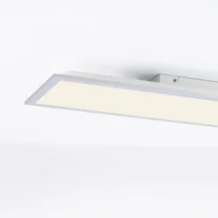 LED Deckenlampe silberfarbig energiesparend rechteckig 80x25 cm warmweiß