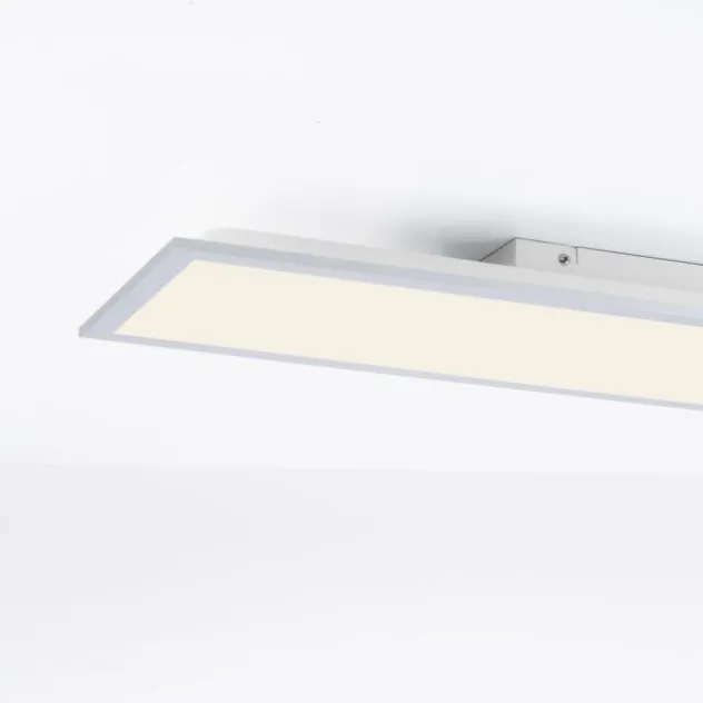 LED Deckenlampe silberfarbig energiesparend rechteckig 80x25 cm warmweiß