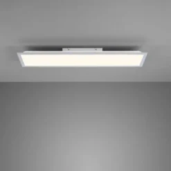 LED Deckenlampe silberfarbig energiesparend rechteckig 80x25 cm warmweiß