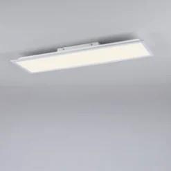 LED Deckenlampe silberfarbig energiesparend rechteckig 80x25 cm warmweiß