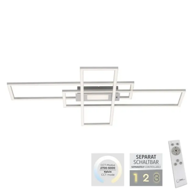 LED Deckenlampe silberfarbig 99x29cm rechteckig dimmbar Downlight+Sidelight