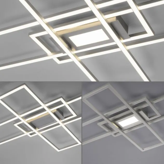 LED Deckenlampe silberfarbig 99x29cm rechteckig dimmbar Downlight+Sidelight