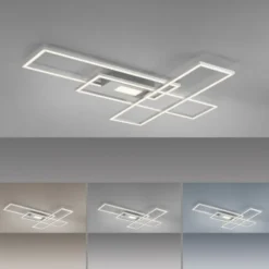 LED Deckenlampe silberfarbig 99x29cm rechteckig dimmbar Downlight+Sidelight