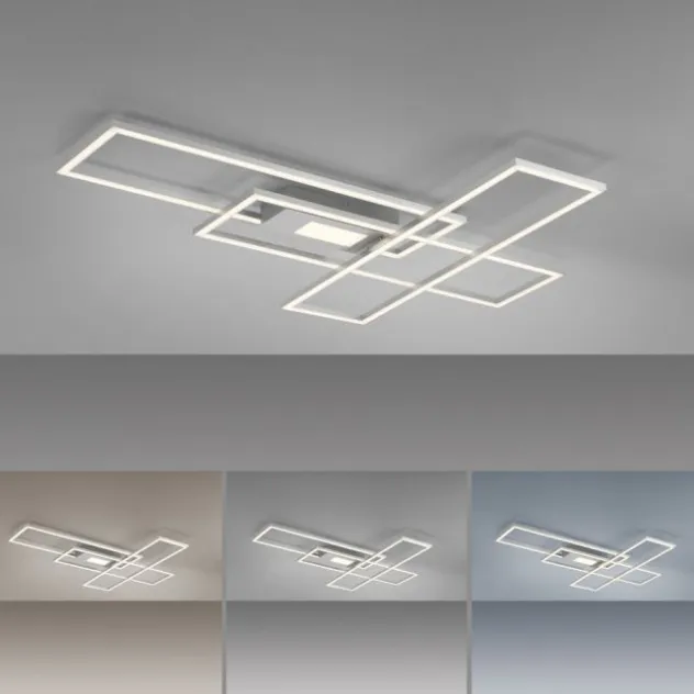 LED Deckenlampe silberfarbig 99x29cm rechteckig dimmbar Downlight+Sidelight