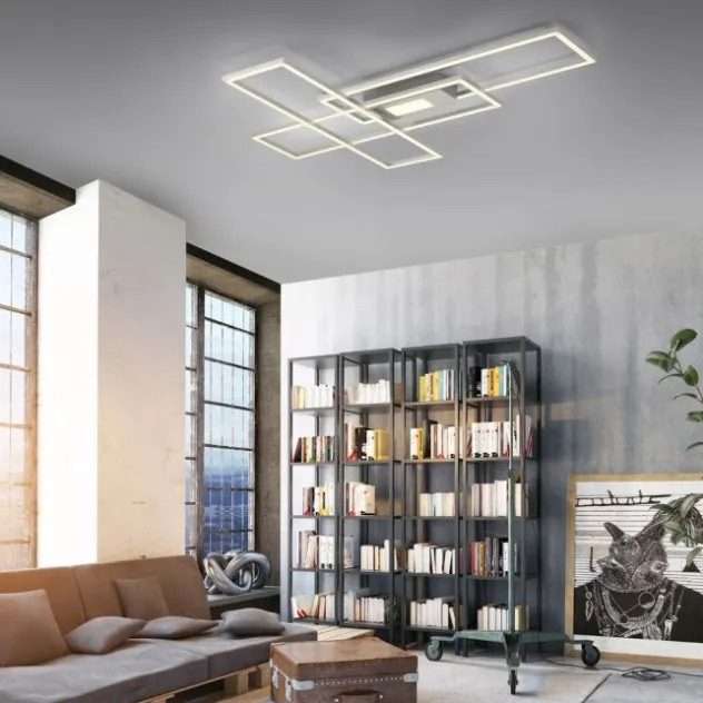 LED Deckenlampe silberfarbig 99x29cm rechteckig dimmbar Downlight+Sidelight