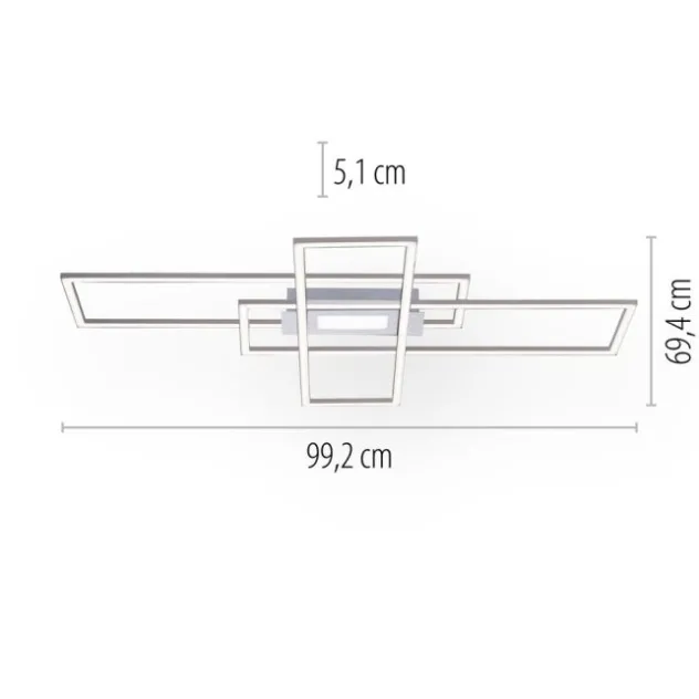LED Deckenlampe silberfarbig 99x29cm rechteckig dimmbar Downlight+Sidelight