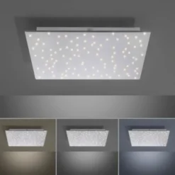 LED Deckenlampe, stahlfarben, quadratisch, Sternenhimmel-Optik, 45x45cm