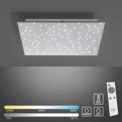 LED Deckenlampe, stahlfarben, quadratisch, Sternenhimmel-Optik, 45x45cm