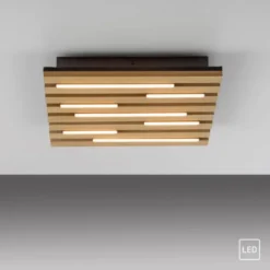 LED Deckenleuchte AKUSTIK, Holz-natur, quadratisch