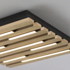 LED Deckenleuchte AKUSTIK, Holz-natur, quadratisch