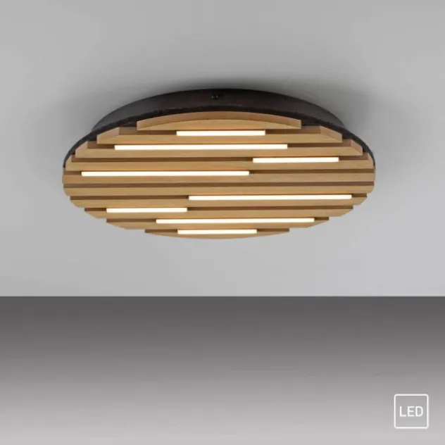 LED Deckenleuchte AKUSTIK, Holz-natur, rund