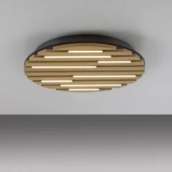 LED Deckenleuchte AKUSTIK, Holz-natur, rund