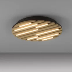 LED Deckenleuchte AKUSTIK, Holz-natur, rund