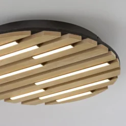 LED Deckenleuchte AKUSTIK, Holz-natur, rund