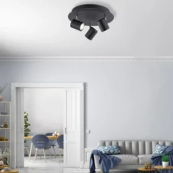 LED Deckenleuchte, anthrazit, 3 Flammig, schwenkbare Leuchtköpfe