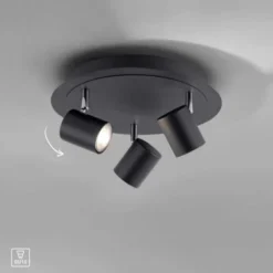 LED Deckenleuchte, anthrazit, 3 Flammig, schwenkbare Leuchtköpfe