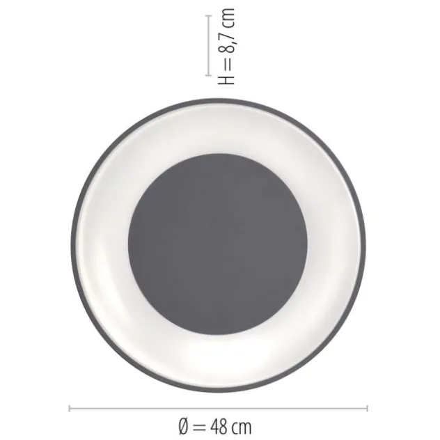 LED-Deckenleuchte, anthrazit, dimmbar, App, Fernbedienung