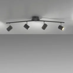 LED Deckenleuchte, anthrazit, 4 Flammig, drehbare Leuchtspots