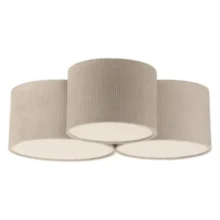 LED Deckenleuchte beige Cord Lampenschirm Schlafzimmer