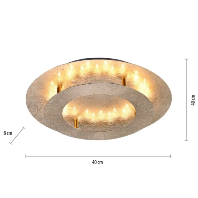 LED-Deckenleuchte, Blattgoldoptik,Ø40cm, rund, warmweißes Licht