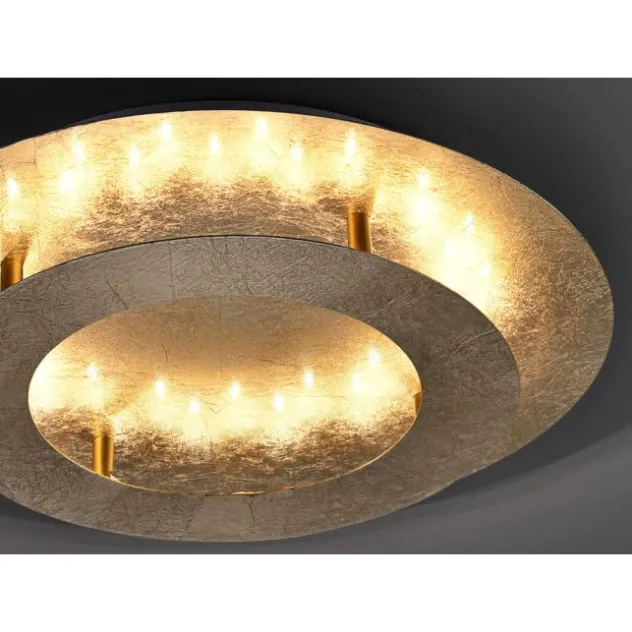 LED-Deckenleuchte, Blattgoldoptik,Ø40cm, rund, warmweißes Licht