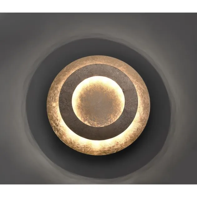 LED-Deckenleuchte, Blattgoldoptik,Ø40cm, rund, warmweißes Licht