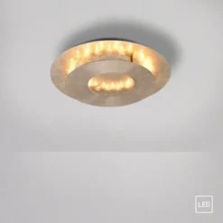 LED-Deckenleuchte, Blattgoldoptik, drehbarer Leuchtring, indirektes Licht