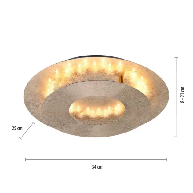 LED-Deckenleuchte, Blattgoldoptik, drehbarer Leuchtring, indirektes Licht