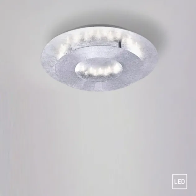 LED-Deckenleuchte, Blattsilberoptik, drehbaren Leuchtenring, Ø 34cm