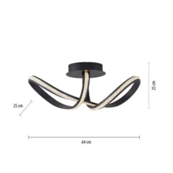 LED Deckenleuchte BRILLA schwarz geschwungen dimmbar Kristallglas Optik
