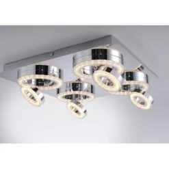 LED-Deckenleuchte, Chrom, 4-flg, schwenkbar, modern, warmweiß
